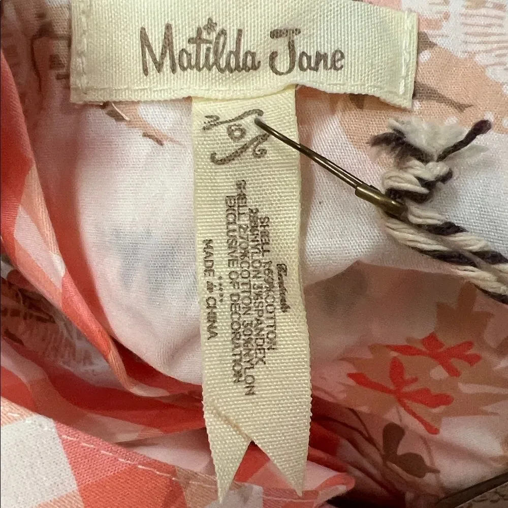 Matilda Jane ivory and orange floral sundress with lace overlay size 6 New!